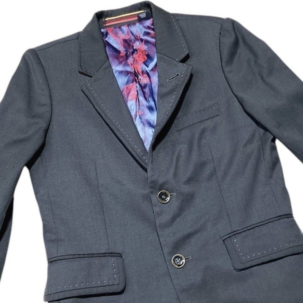 Baker by‎ Ted Baker Blazer Boys Size 10 Gray Wool Blend Formal Suit Jacket